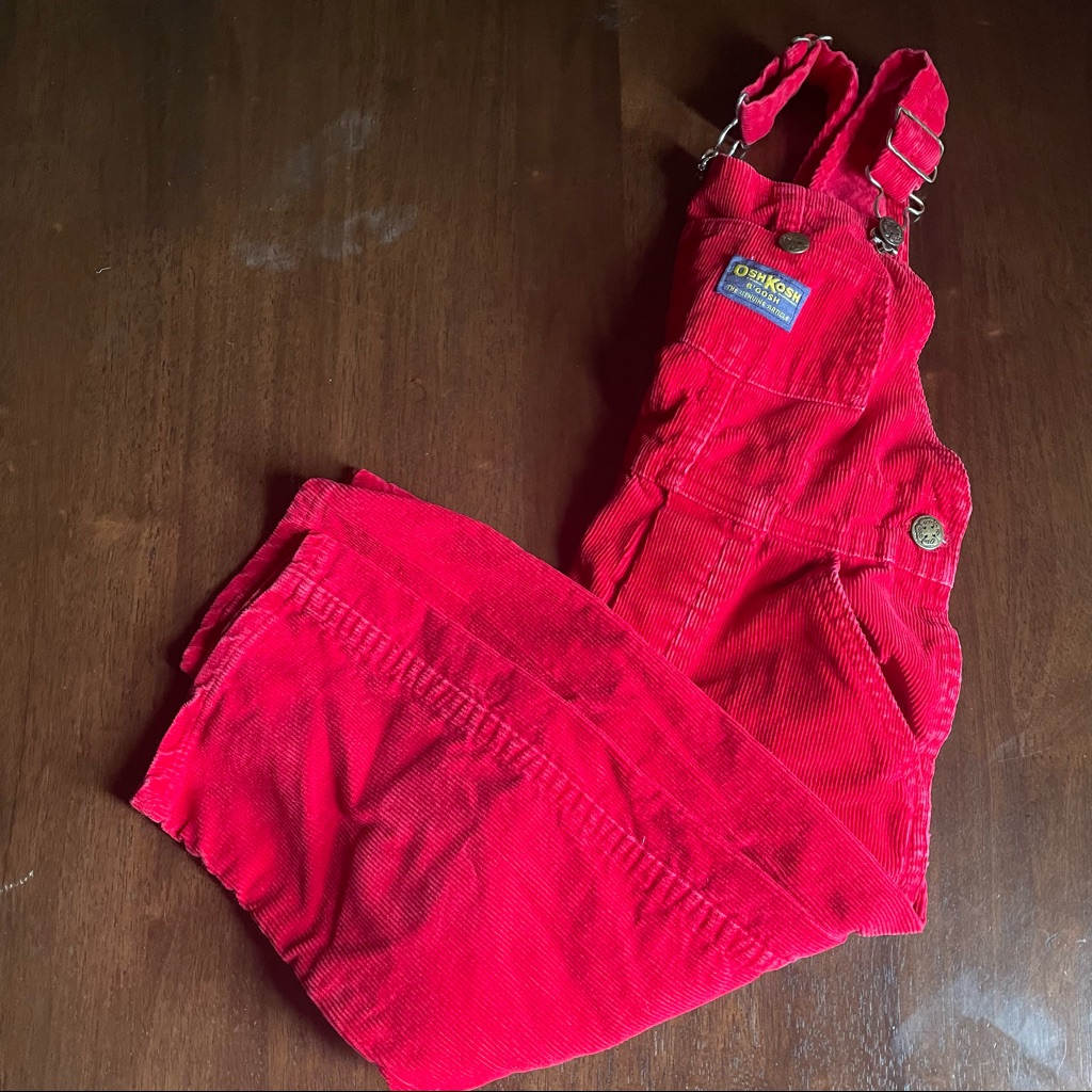 Vintage Oshkosh B'gosh Red Corduroy Overalls Size 4 Unisex
